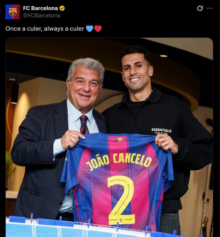 开云网址入口-坎塞洛：巴萨是世界最佳俱乐部 亚马尔进步很大不是最佳也是前三